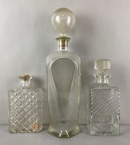 Group of 3 Pressed Glass Decanters