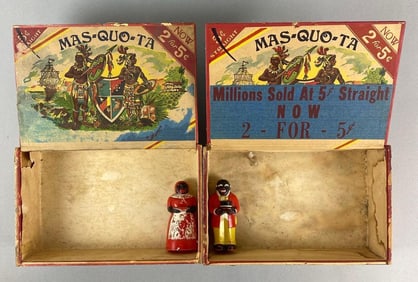 Group of 2 Antique Masquota Cigar Boxes and More