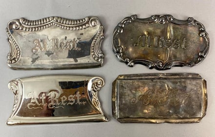 Group of 4 At Rest Victorian Casket Plates
