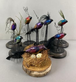 Group of 8 Bird Art Figures
