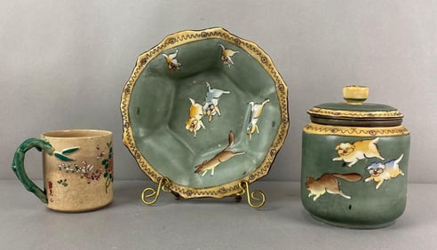 Group of 2 Hand Painted Nippon Porcelain Items and More