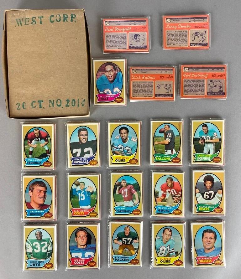 1970 Topps Football West Corps Cello Fun Pack Box of 20 with Stars Showing (1 of 3)