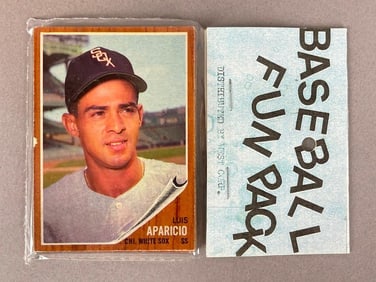 1962 Topps Baseball Cello Fun Pack with Luis Aparicio on Top