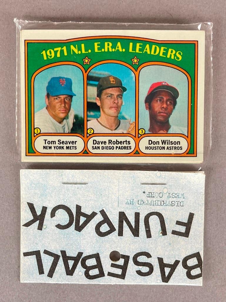 1972 Topps Baseball Cello Fun Pack with NL ERA Leaders on Top (1 of 2)