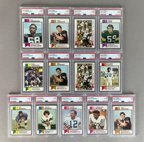 13 - 1973 Topps Football HOFs and Rookies Graded Cards
