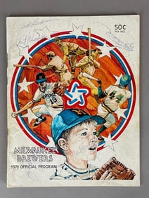 Hank Aaron Last Game Program, Braves vs Tigers October 3, 1976 with 6 - Autographs
