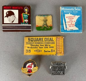 Mickey Mantle Holiday Inn and Minnesota Twins Matchbooks + Baseball Memorabilia