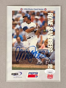 1994 Arbys Signed Ryne Sandberg Photo Card with JSA COA