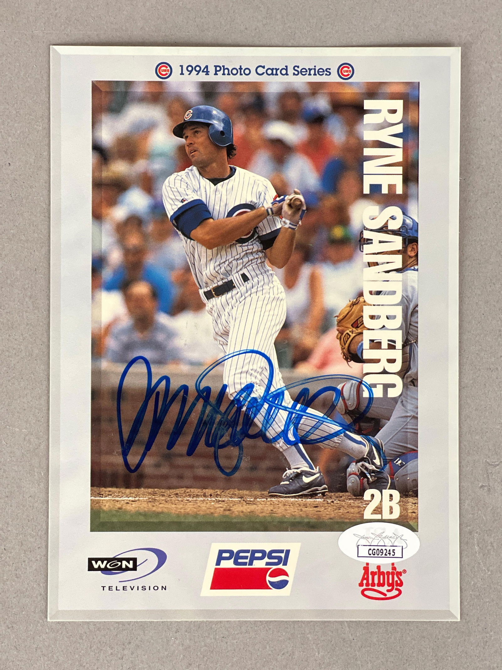 1994 Arbys Signed Ryne Sandberg Photo Card with JSA COA (1 of 3)
