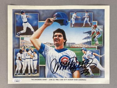 Ryne Sandberg Signed Unocal 76 The Sandberg Game Print with JSA COA