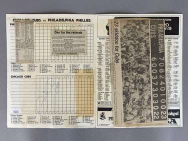 Pete Rose Signed 1979 Record Breaking Game vs Cubs Scorecard with JSA COA
