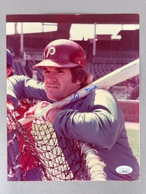 Pete Rose Signed 8 x 10 Photo with JSA COA