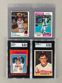 4 - 1973 - 76 Topps Nolan Ryan Cards with 2 - SGC Graded