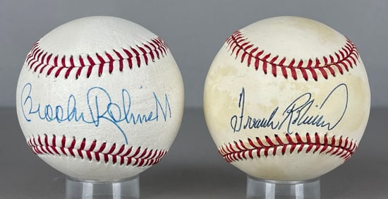 Frank and Brooks Robinson Signed Rawlings and Wilson Baseballs