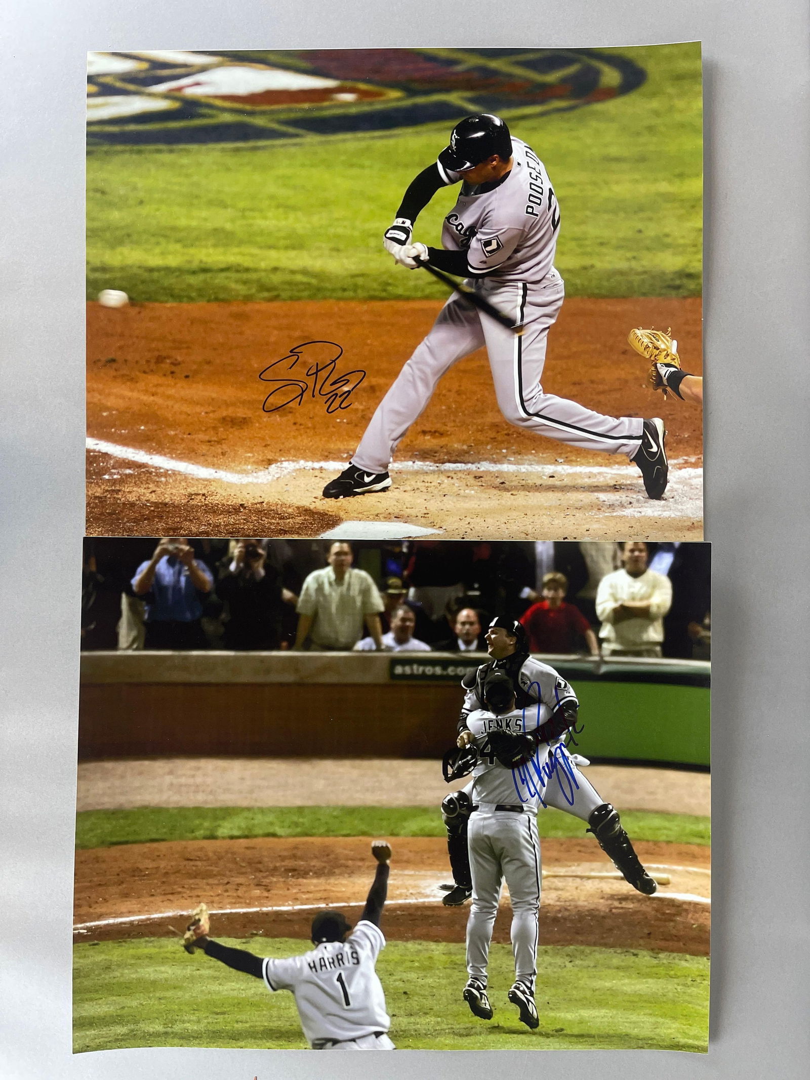 2005 World Series Scott Podsednik HR Signed and Last Out Celebration Signed A.J. Pierzynski 16x20 (1 of 4)