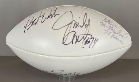 Steve McMichael, Matt Suhey, and Jimbo Covert Signed Football