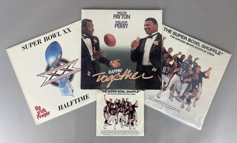 4 - 1985 - 86 Chicago Bears Super Bowl Shuffle and Walter Payton Rappin Together LP Records