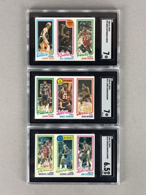 3 - 1980 - 81 Topps Basketball SGC Graded Cards with Bird and Magic Rookies