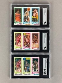 3 - 1980 - 81 Topps Basketball SGC Graded Cards with Bird and Magic Rookies