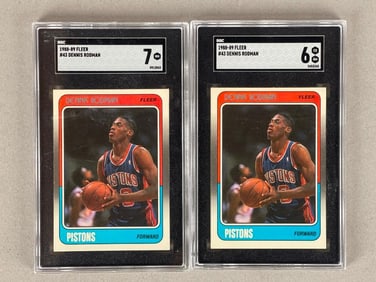 2 - 1988 Fleer Dennis Rodman #43 SGC 6 and 7 Rookies