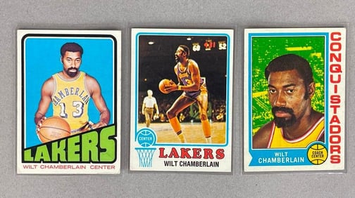 3 - 1972 - 74 Topps Wilt Chamberlain Cards
