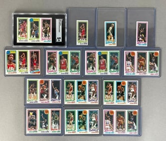 Group of 1980 - 81 Topps Basketball Cards with Graded + Magic and Bird Rookies