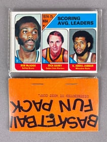 1975 - 76 Topps Basketball West Corps Cello Fun Pack with Kareem Abdul-Jabbar Scoring Leader on Top
