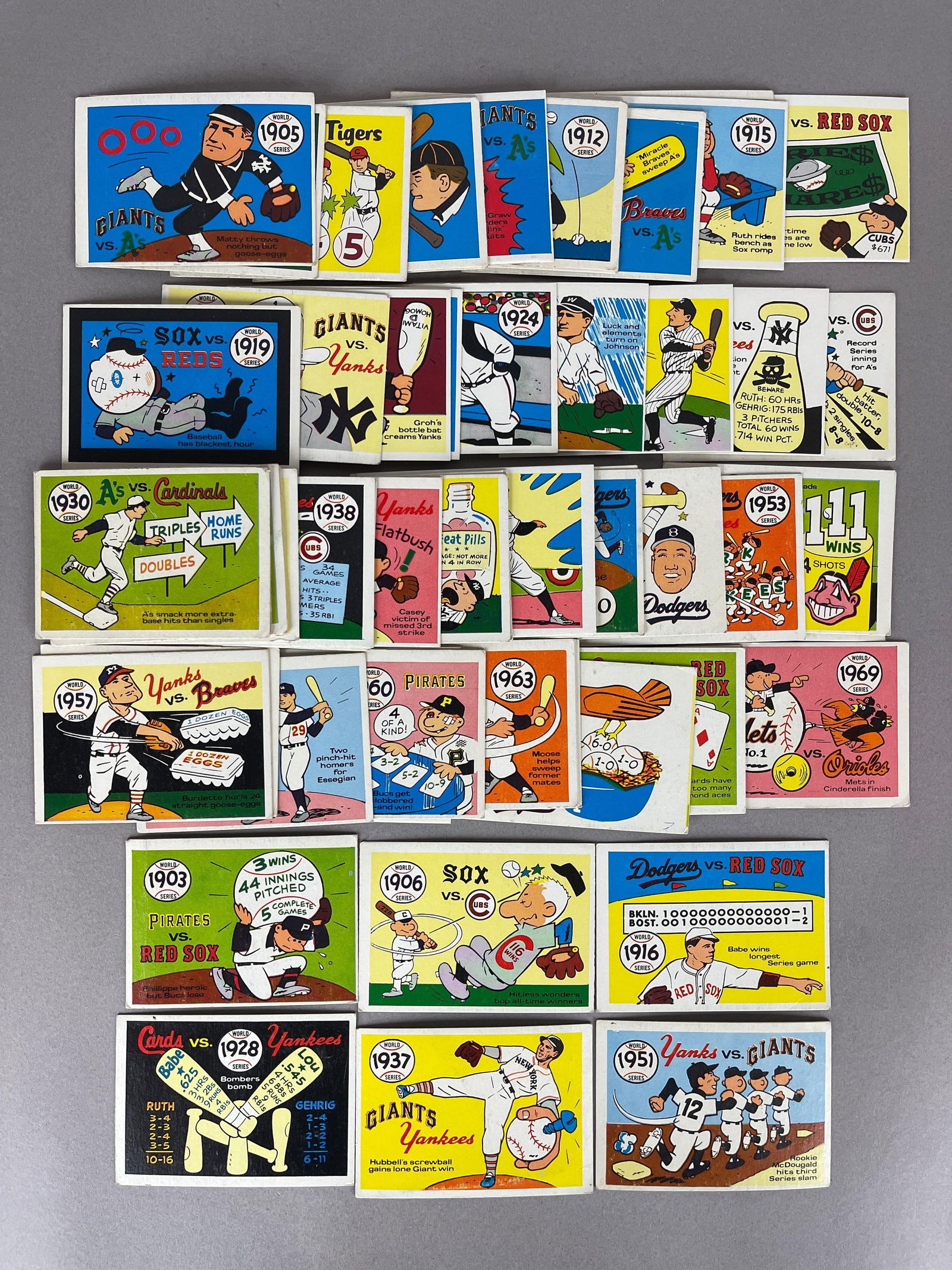 1968 - 70 Fleer Laughlin World Series Blue Back Near Complete Set 64/66 (1 of 2)