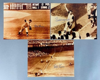 Don Larsen, Bobby Thompson, and Bill Mazeroski Signed Photos with COA