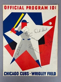1964 Chicago Cubs Program Signed by Bob Gibson + 4 Other