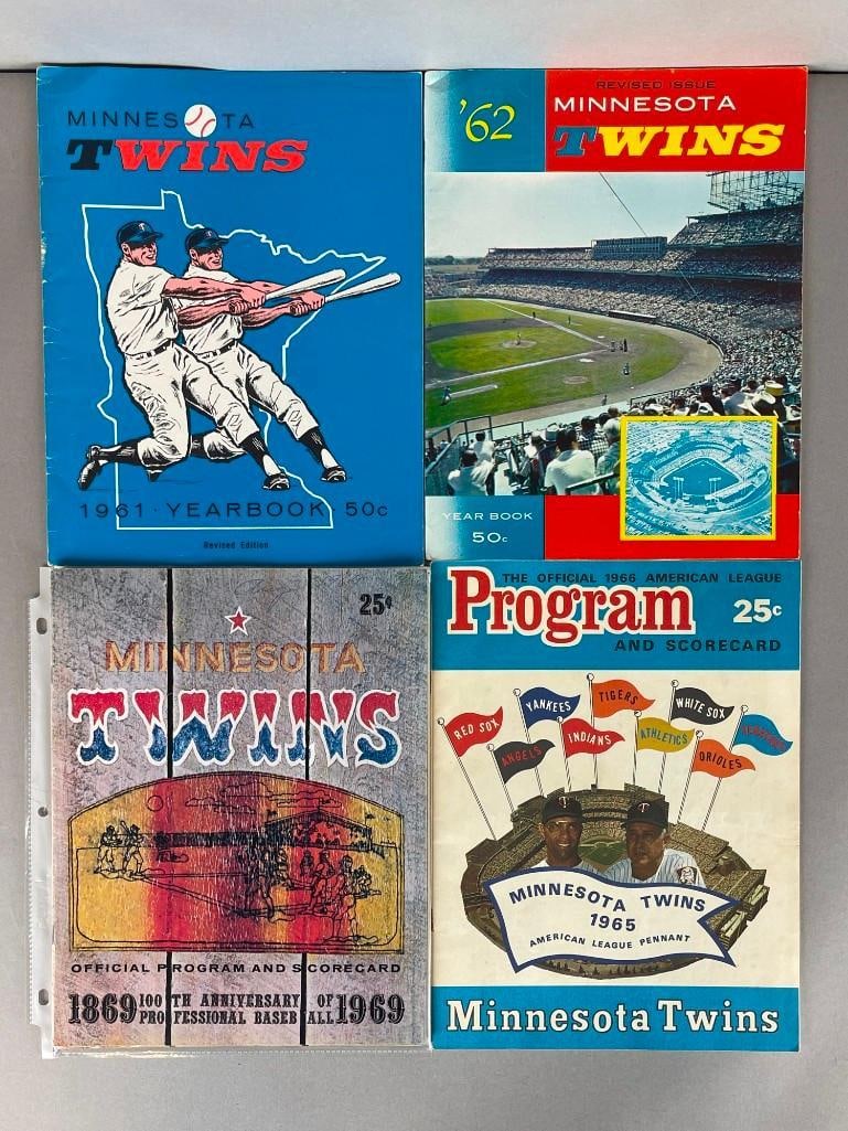5 - 1961 - 69 Minnesota Twins Programs and Yearbooks: 1961 and 62 Yearbooks, 1966 Program and 2 - 1969 Programs