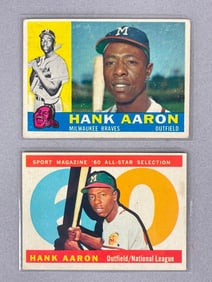 1960 Topps Hank Aaron #300 and #566 All-star Cards