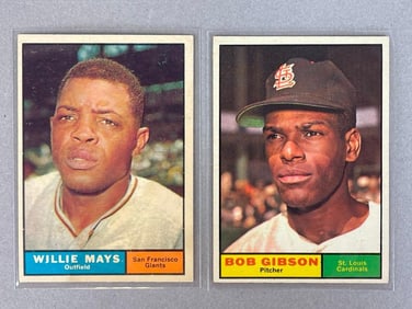 1961 Topps Willie Mays and Bob Gibson Cards