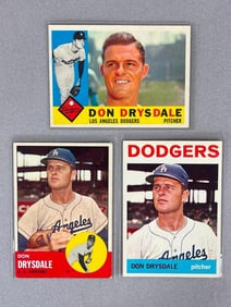 1960, 63, and 64 Topps Don Drysdale Cards