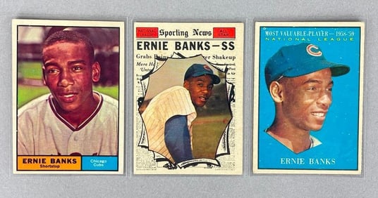 3 - 1961 Topps Ernie Banks Cards
