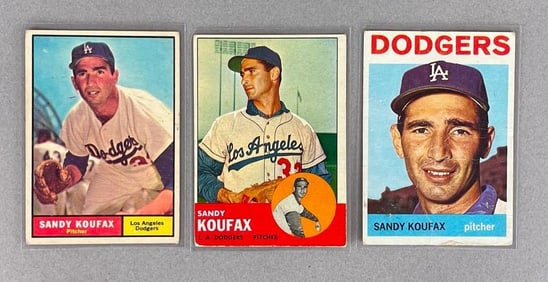 1961, 63, and 64 Topps Sandy Koufax Cards