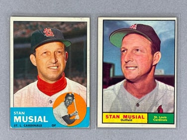 1961 and 63 Topps Stan Musial Cards