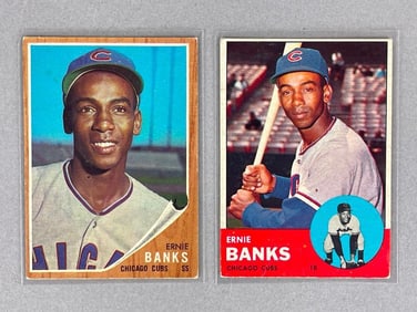 1962 and 63 Topps Ernie Banks Cards