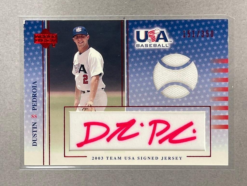 2003 Upper Deck USA Baseball Jersey Auto Dustin Pedroia 151/350 (1 of 2)
