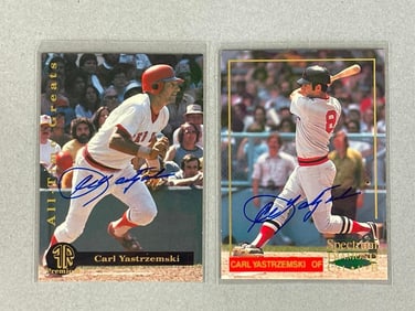 1993 and 94 Front Row and Spectrum Signed Carl Yastrzemski Cards with COAs