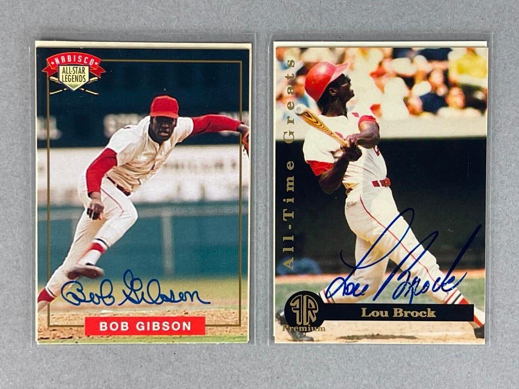 1994 Nabisco Signed Bob Gibson and 1993 Front Row Signed Lou Brock with COAs (1 of 2)