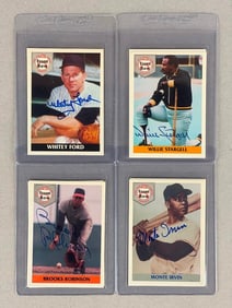 1992 Front Row Signed Whitey Ford, Willie Stargell, Brooks Robinson, and Monte Irvin Cards with COAs