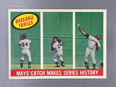 1959 Topps Baseball Thrills Willie Mays The Catch #464