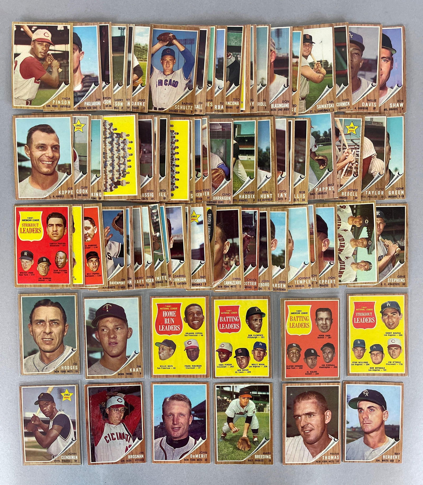 80+ 1962 Topps Baseball 1st Series Cards with HOFs and Stars (1 of 2)