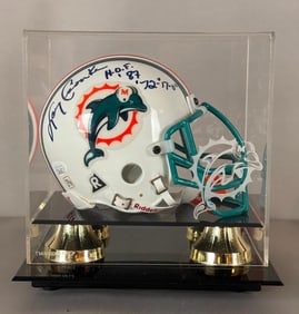 Larry Csonka Signed Dolphins Mini Helmet with Inscription and JSA COA