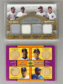 2009 Upper Deck Ball Park Collection 8 Swatch Yankees + 2001 UD Decade Quad Bats