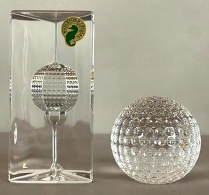 Waterford Crystal Golf Ball Paper Weight and Golf Prism