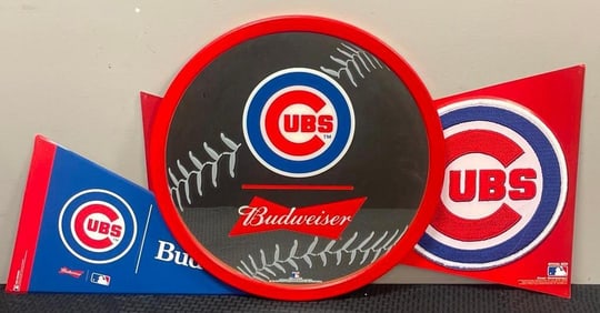 2 - Chicago Cubs Budweiser Metal Advertising and Advertising Cubs Baseball Mirror