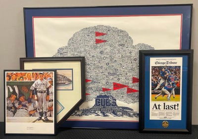 4 - Framed Chicago Cubs Lithographs