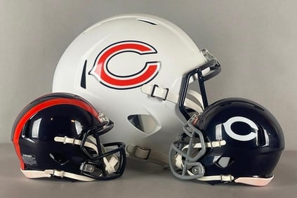 Chicago Bears Full Replica Matte White Helmet + 2 - Mini Helmets